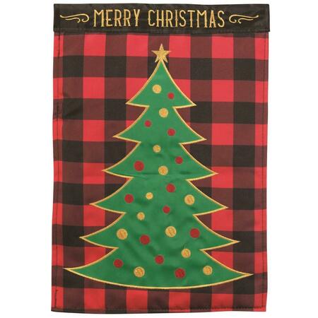 RECINTO 13 x 18 in. Tree Merry Christmas Double Applique Garden Flag RE3458724